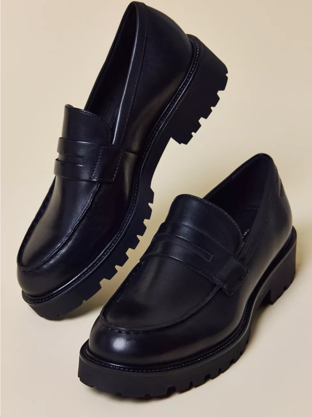 Vagabond Kenova Loafers Black Leather Penny Chunky Lug Sole Preppy Womens Size 8 - Picture 1 of 11